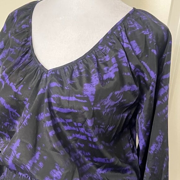 Michael Kors Purple Plum Peplum Long Sleeve Blouse Top Size Small - Picture 9 of 15